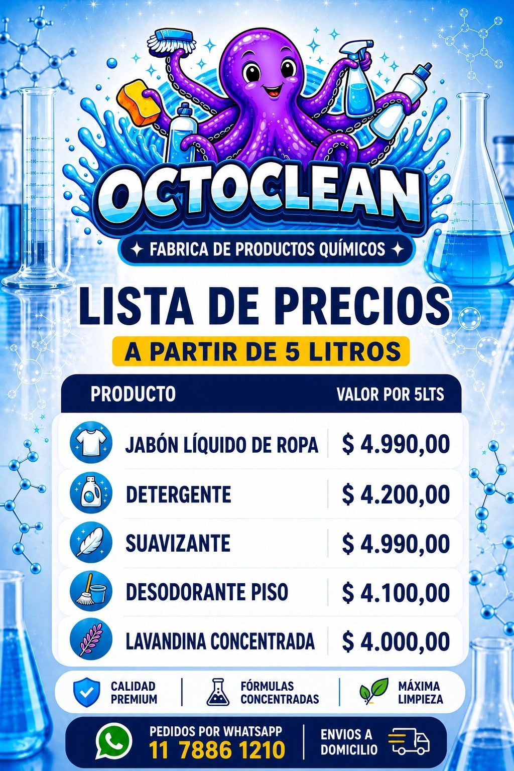 Lista de precios Octoclean a partir de 5 litros