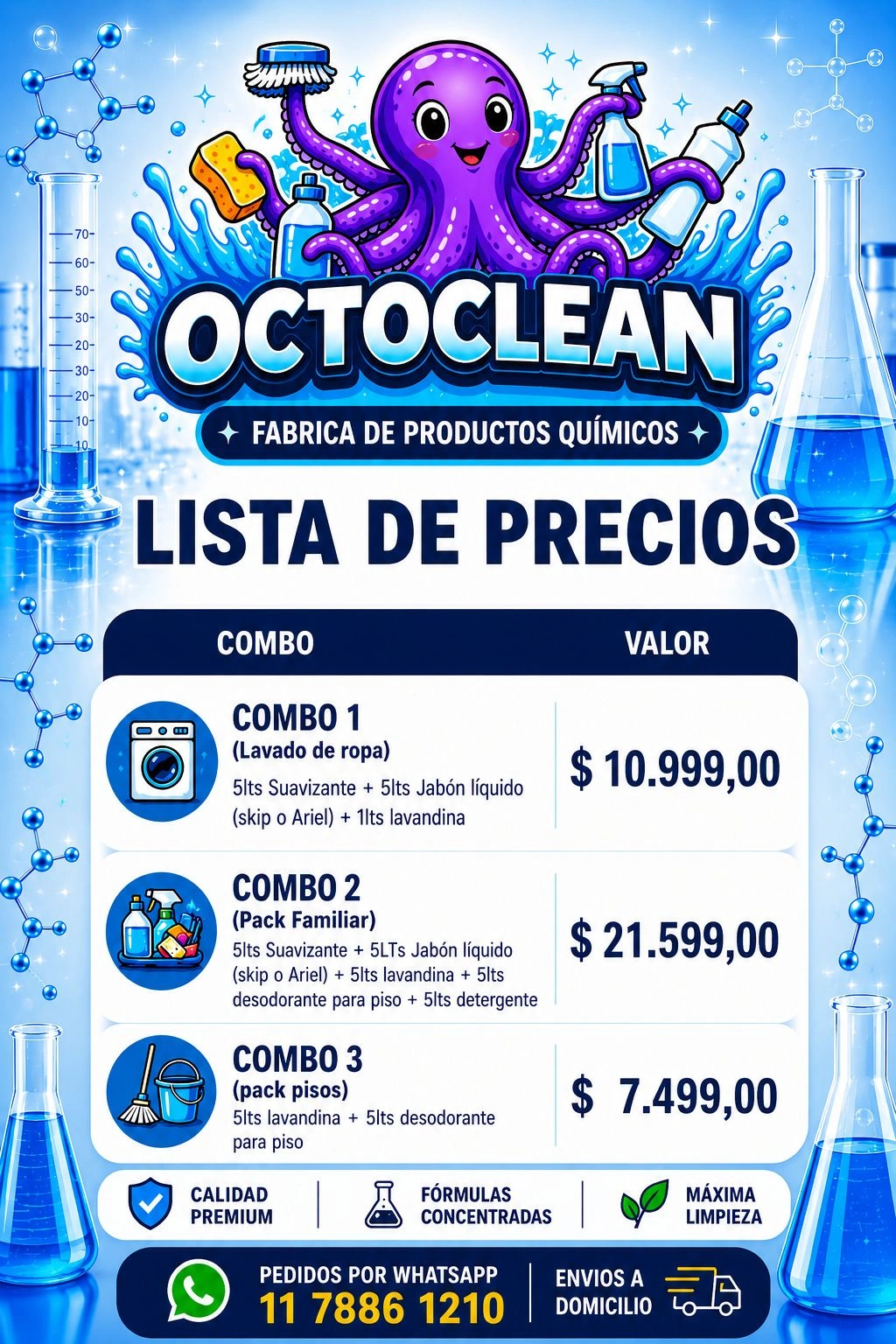 Lista de precios de combos Octoclean para hogares