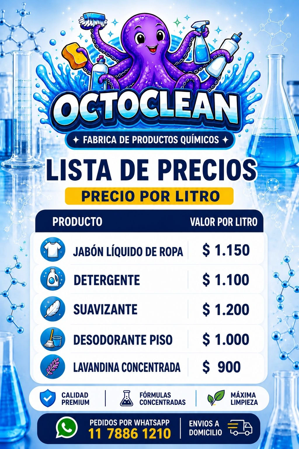 Lista de precios Octoclean por litro